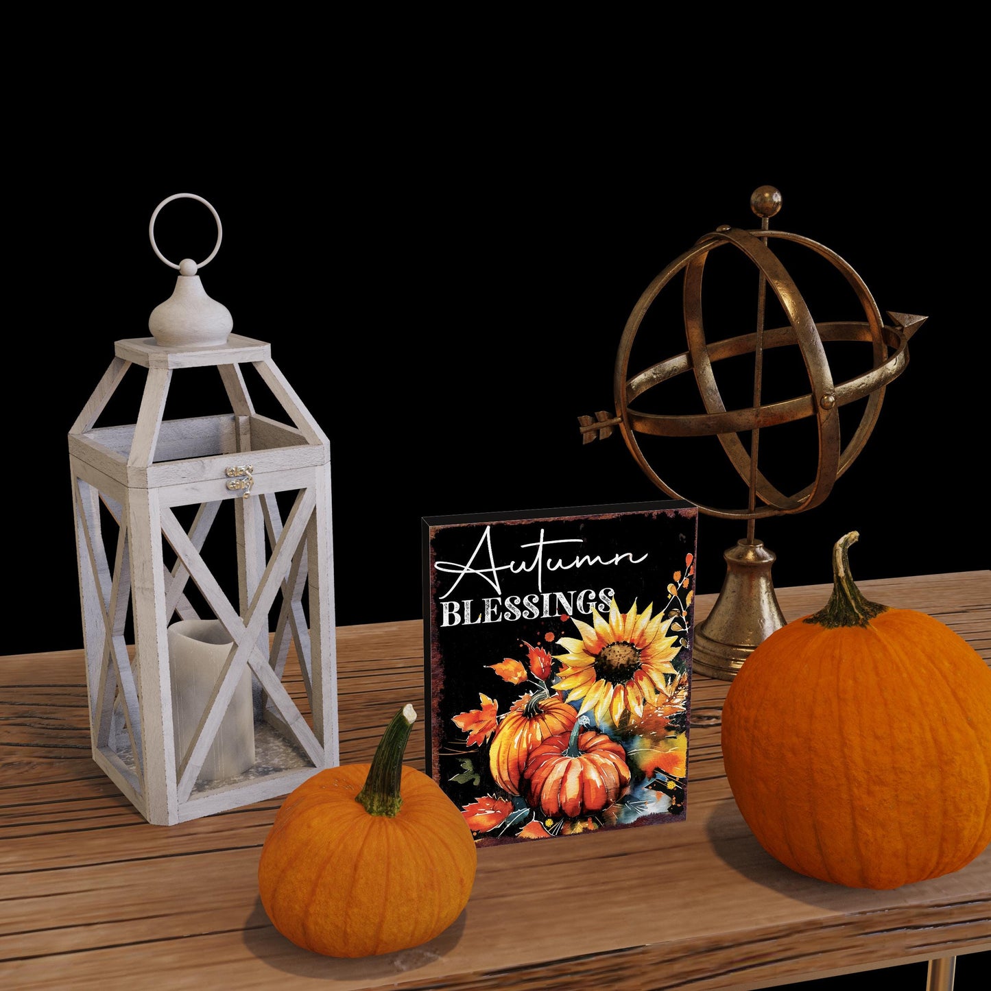 15in Autumn Blessings Sunflower Table Decor | Fall Tabletop Sign | Farmhouse Harvest Holiday Indoor Decor