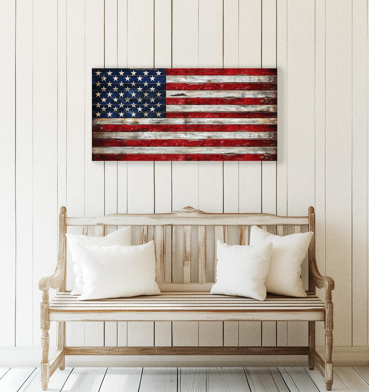 Rustic Wooden American Flag | Distressed Wood Flag Art | Pallet American Flag | UV Print | 4 Sizes