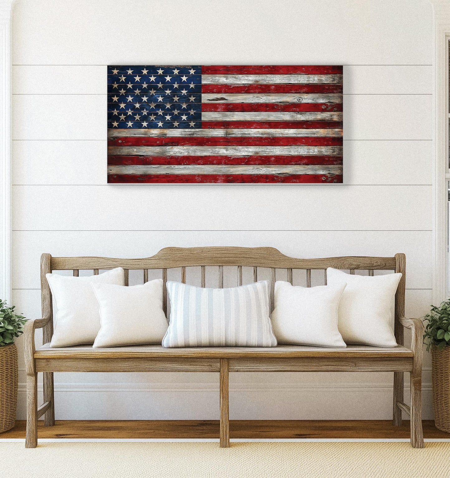 Rustic Wooden American Flag | Distressed Wood Flag Art | Pallet American Flag | UV Print | 4 Sizes