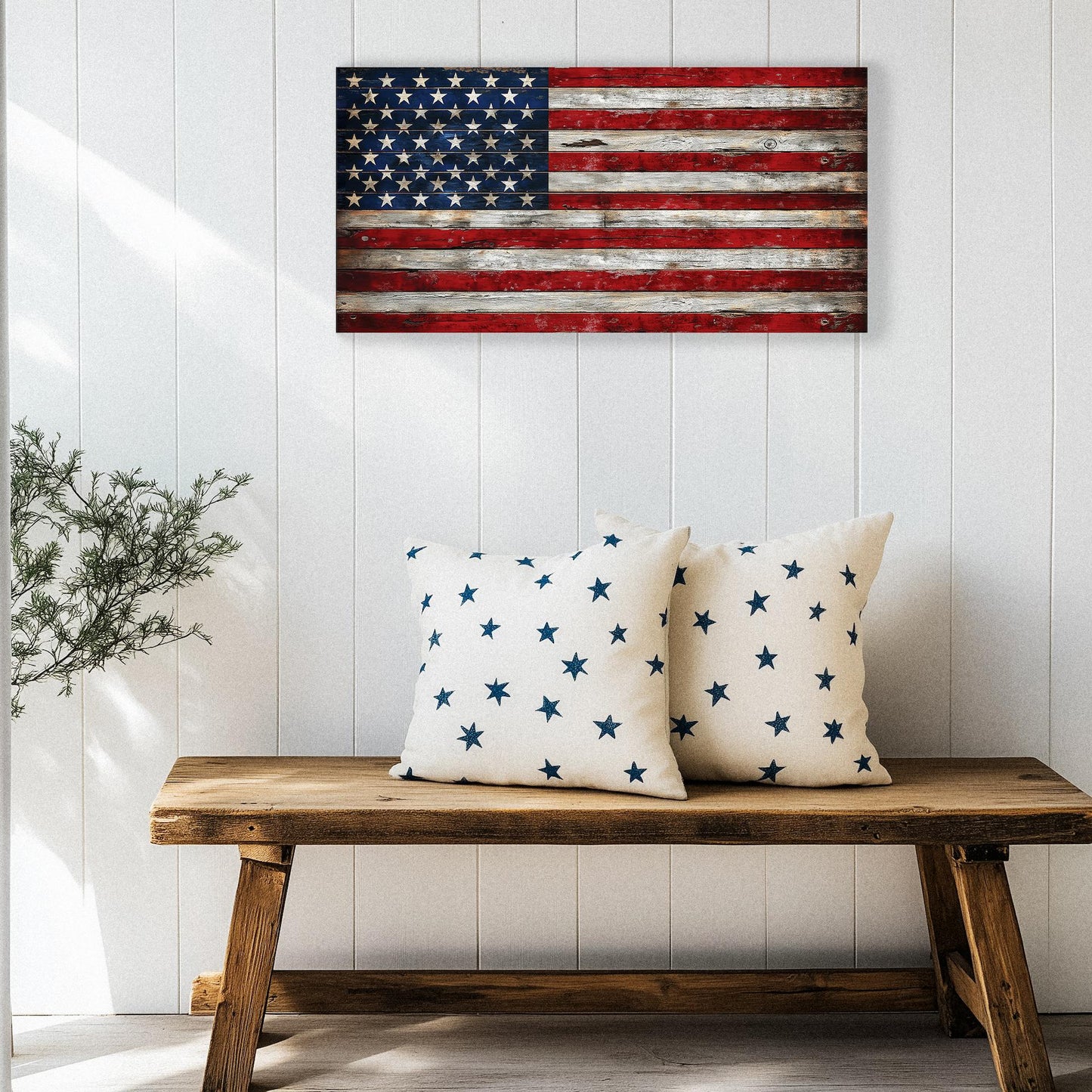 Rustic Wooden American Flag | Distressed Wood Flag Art | Pallet American Flag | UV Print | 4 Sizes