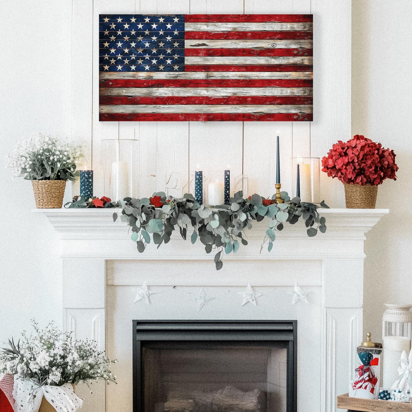 Rustic Wooden American Flag | Distressed Wood Flag Art | Pallet American Flag | UV Print | 4 Sizes