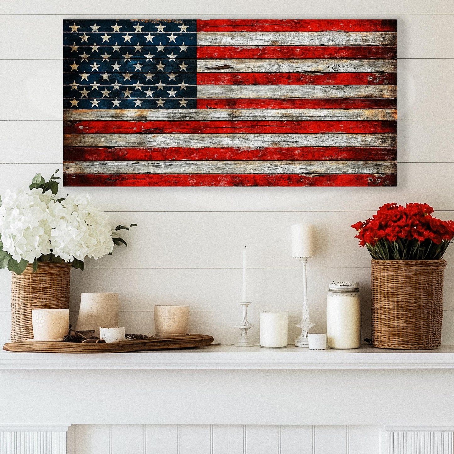 Rustic Wooden American Flag | Distressed Wood Flag Art | Pallet American Flag | UV Print | 4 Sizes