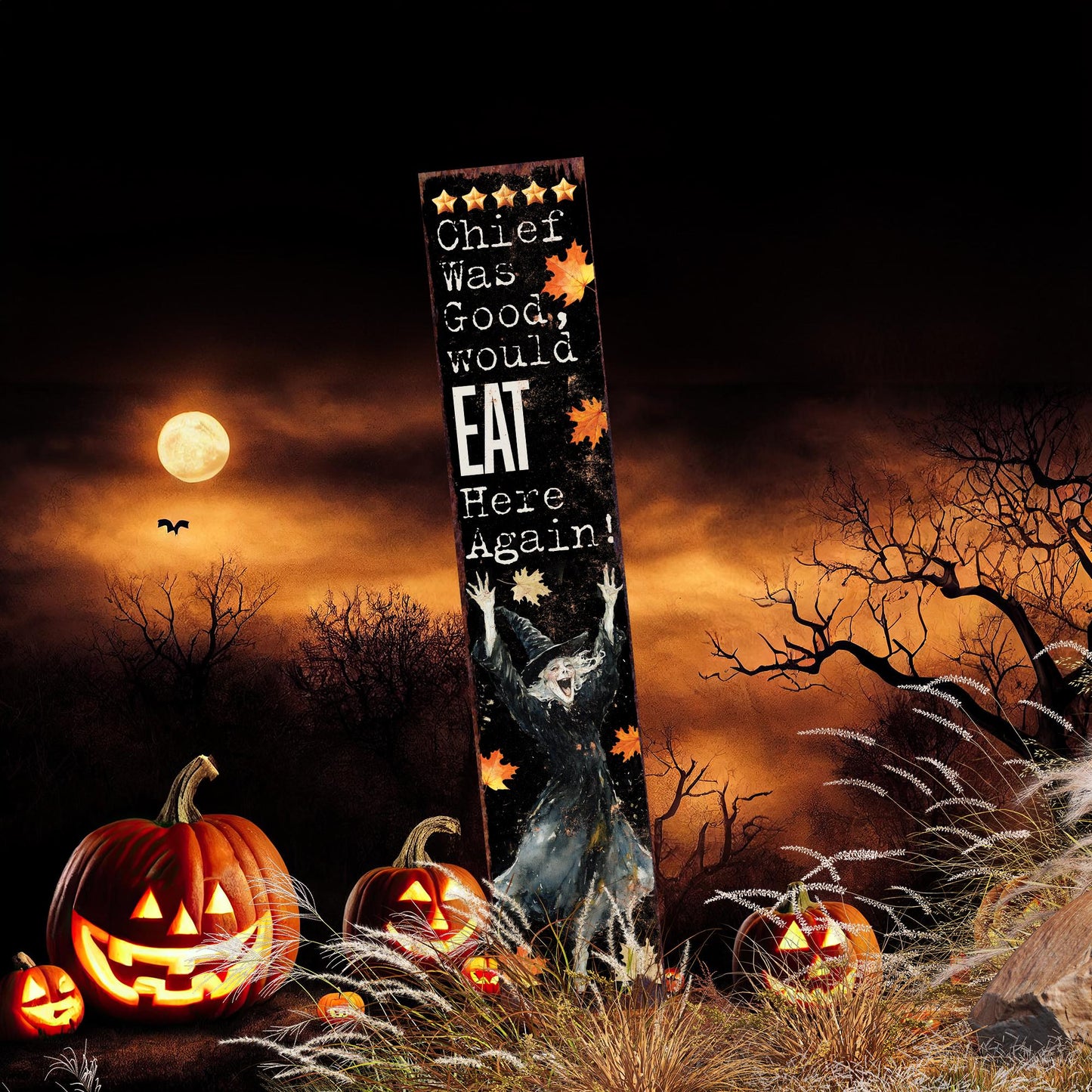 42in Halloween Garden Stake | Watercolor Happy Witch | Outdoor Patio and Lawn Decoration | Halloween Decoration