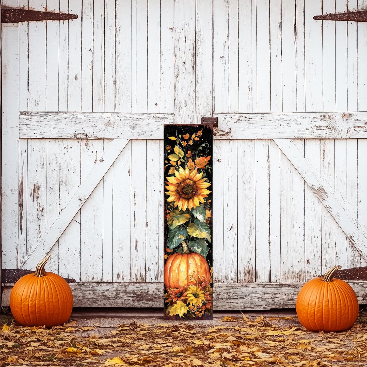 48in Fall Porch Sign - Front Porch Fall Welcome Sign with Vintage Autumn Decoration | Entryway Fall Decor | Wood, UV Print | 48x12in