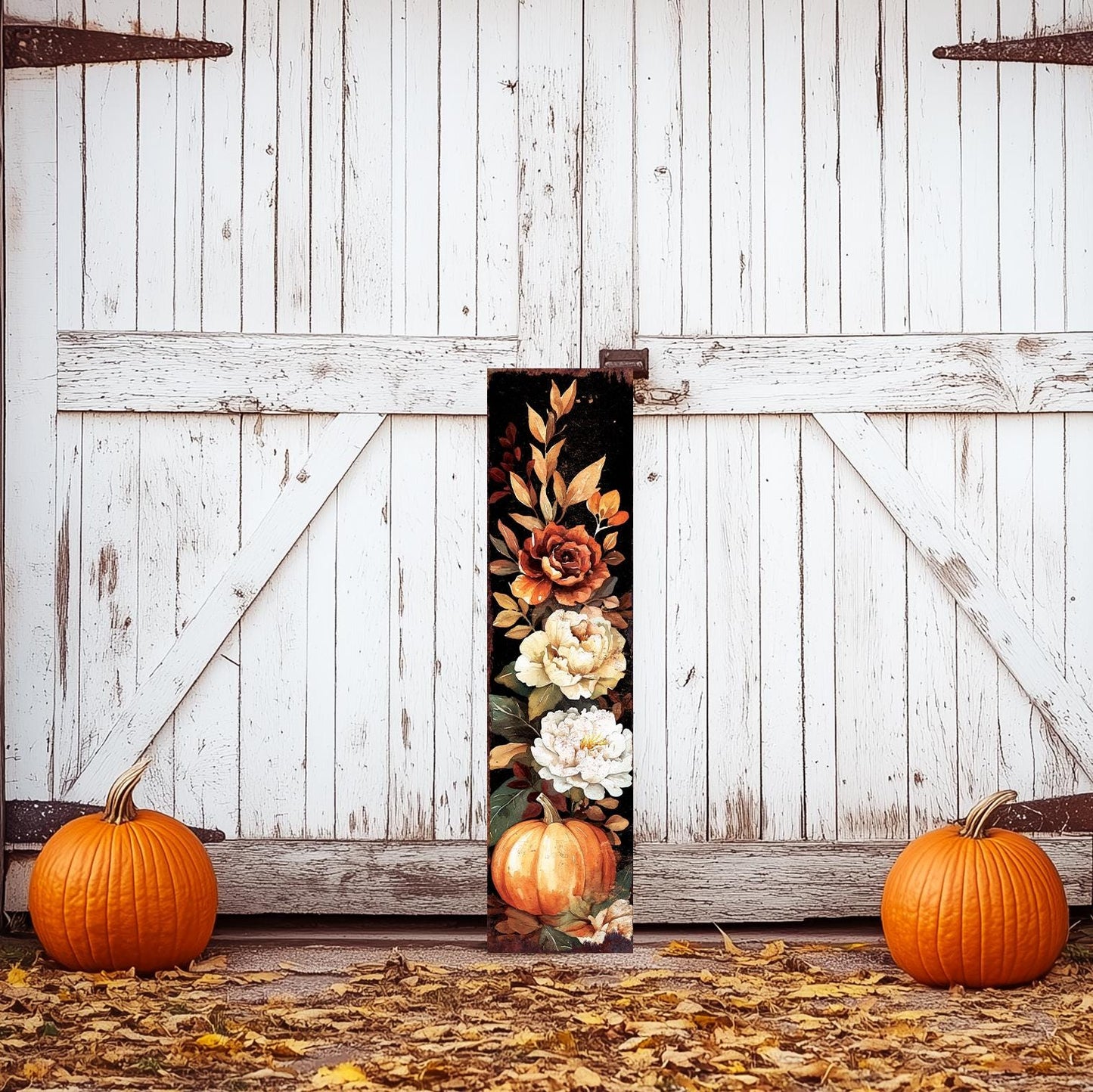 48in Fall Porch Sign - Front Porch Fall Plaque with Vintage Autumn Decoration | Entryway Fall Decor | Wood, UV Print | 48x12in