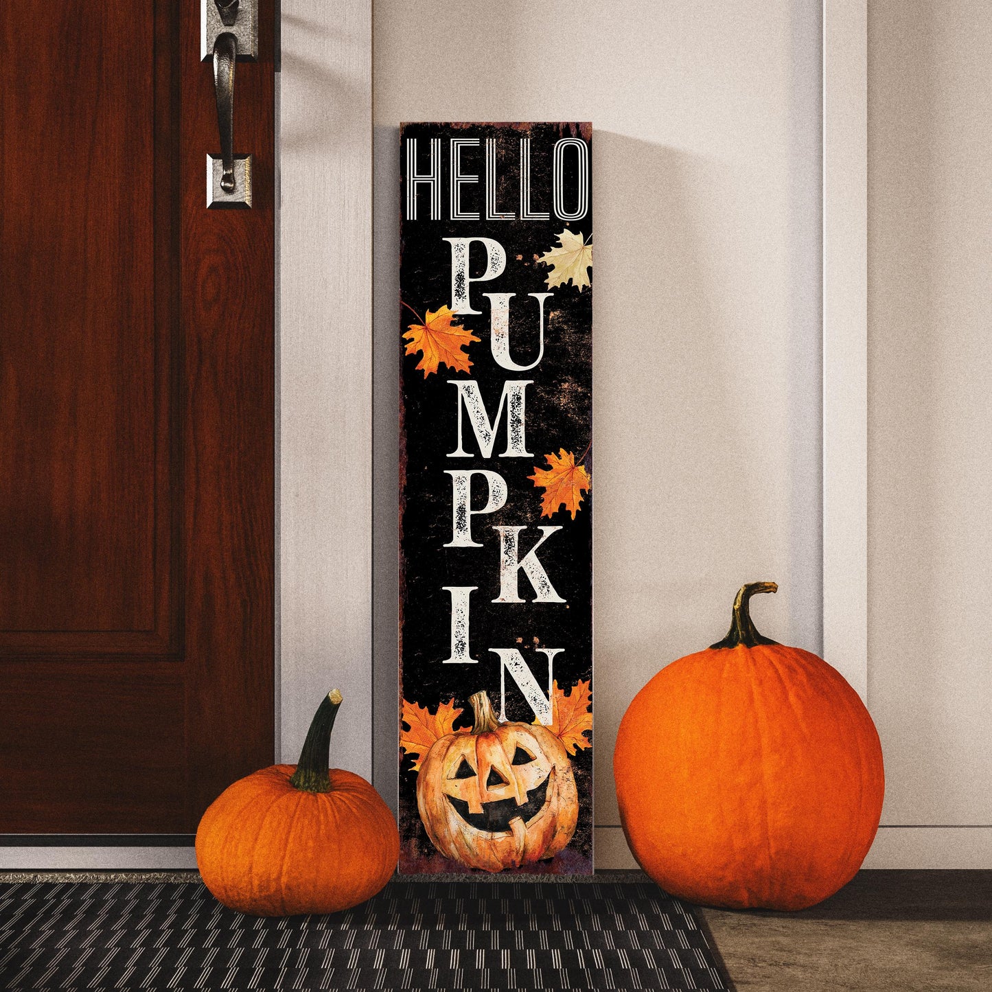 36-inch Halloween Jack-O’-Lantern Porch Sign - Farmhouse Entryway Decor, Halloween Front Door Board, Outdoor Porch Decor, Halloween Decor