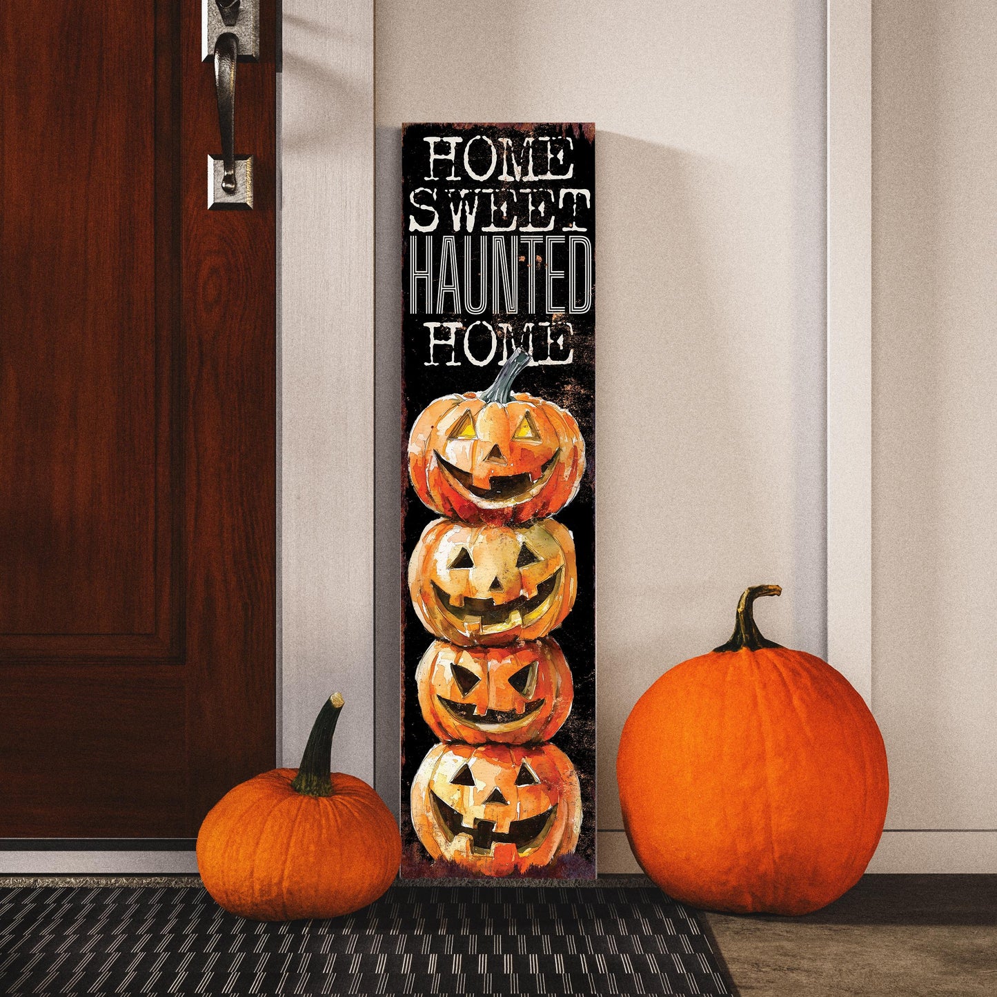 36-inch Halloween Jack-O’-Lantern Porch Sign - Farmhouse Entryway Decor, Halloween Front Door Board, Outdoor Porch Decor, Halloween Decor