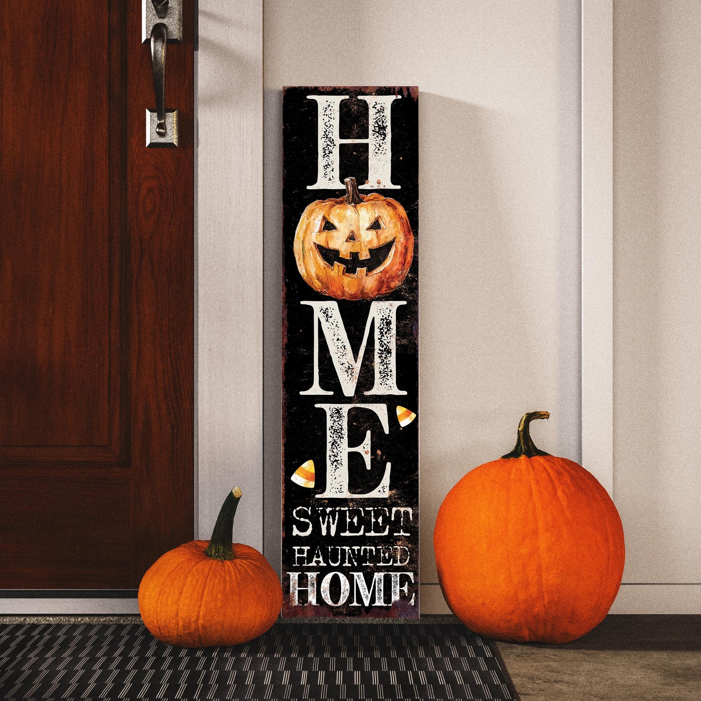 36-inch Halloween Jack-O’-Lantern Porch Sign - Farmhouse Entryway Decor, Halloween Front Door Board, Outdoor Porch Decor, Halloween Decor