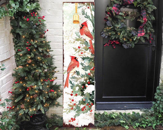Cardinals Christmas Porch Sign | Winter Holiday Outdoor Decor & Gift