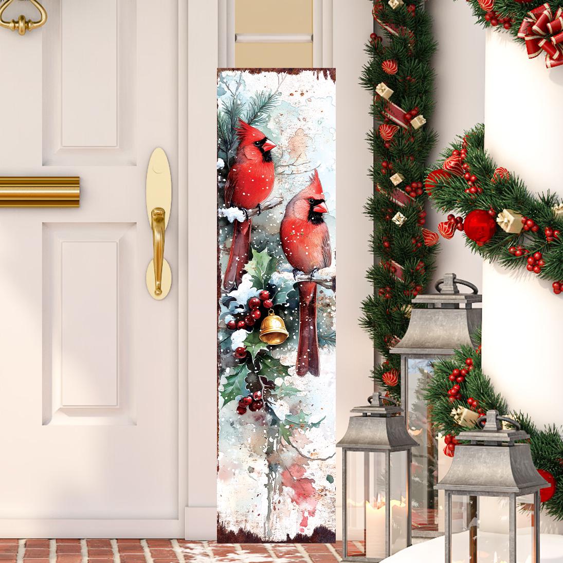 48in Cardinals Christmas Porch Sign - Christmas Decoration | Holiday Entryway Decor | Front Porch Christmas Plaque | UV Print | 48x12in