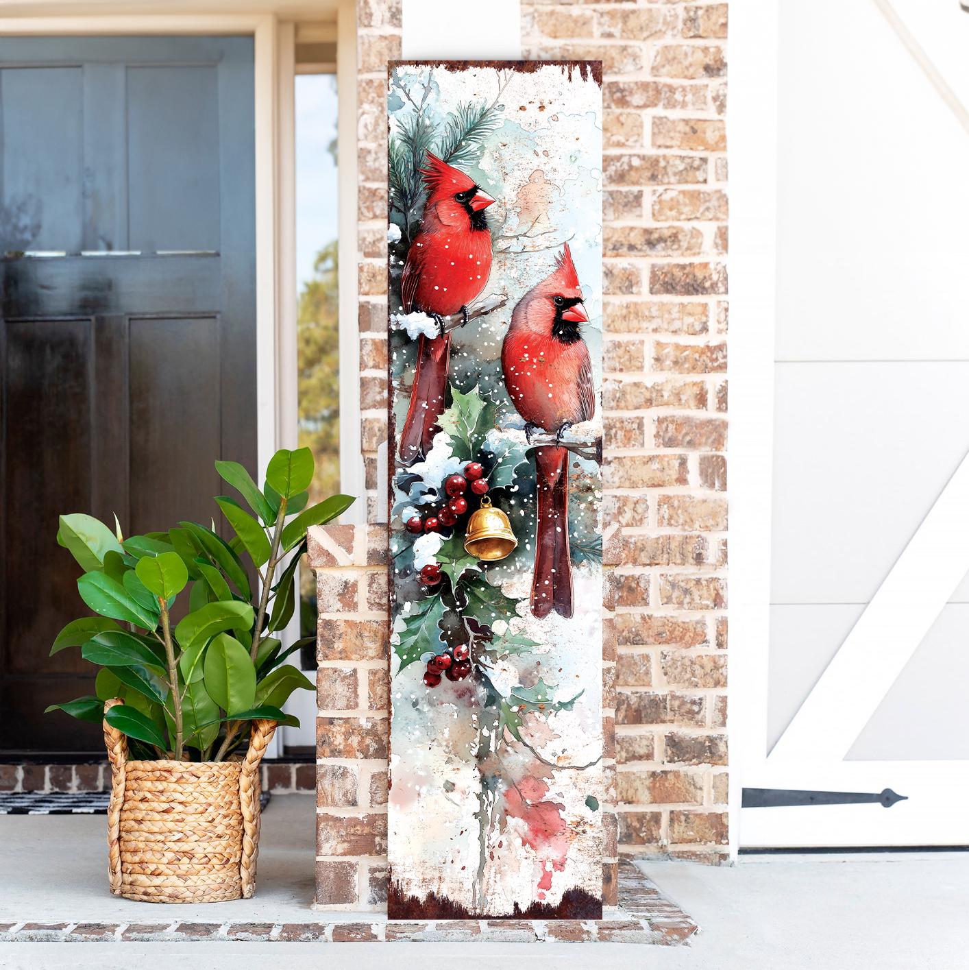 48in Cardinals Christmas Porch Sign - Christmas Decoration | Holiday Entryway Decor | Front Porch Christmas Plaque | UV Print | 48x12in