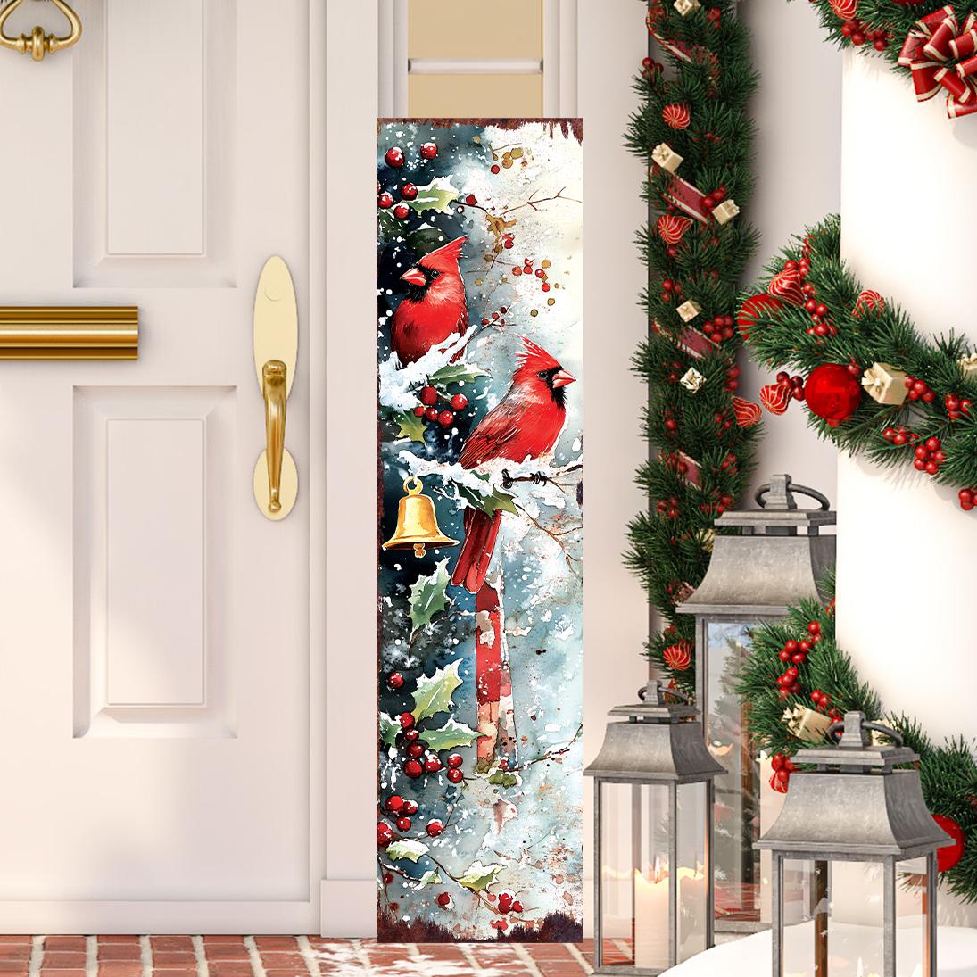 48in Cardinals Christmas Porch Sign - Holiday Entryway Decor | Christmas Decoration | Front Porch Christmas Plaque | UV Print | 48x12in