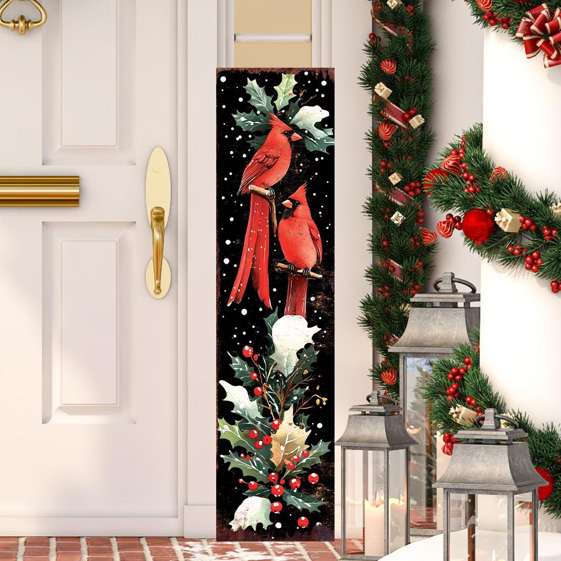 48in Christmas Porch Sign Cardinals - Christmas Entryway Decor | Christmas Decoration | Front Porch Christmas Plaque | UV Print | 48x12in
