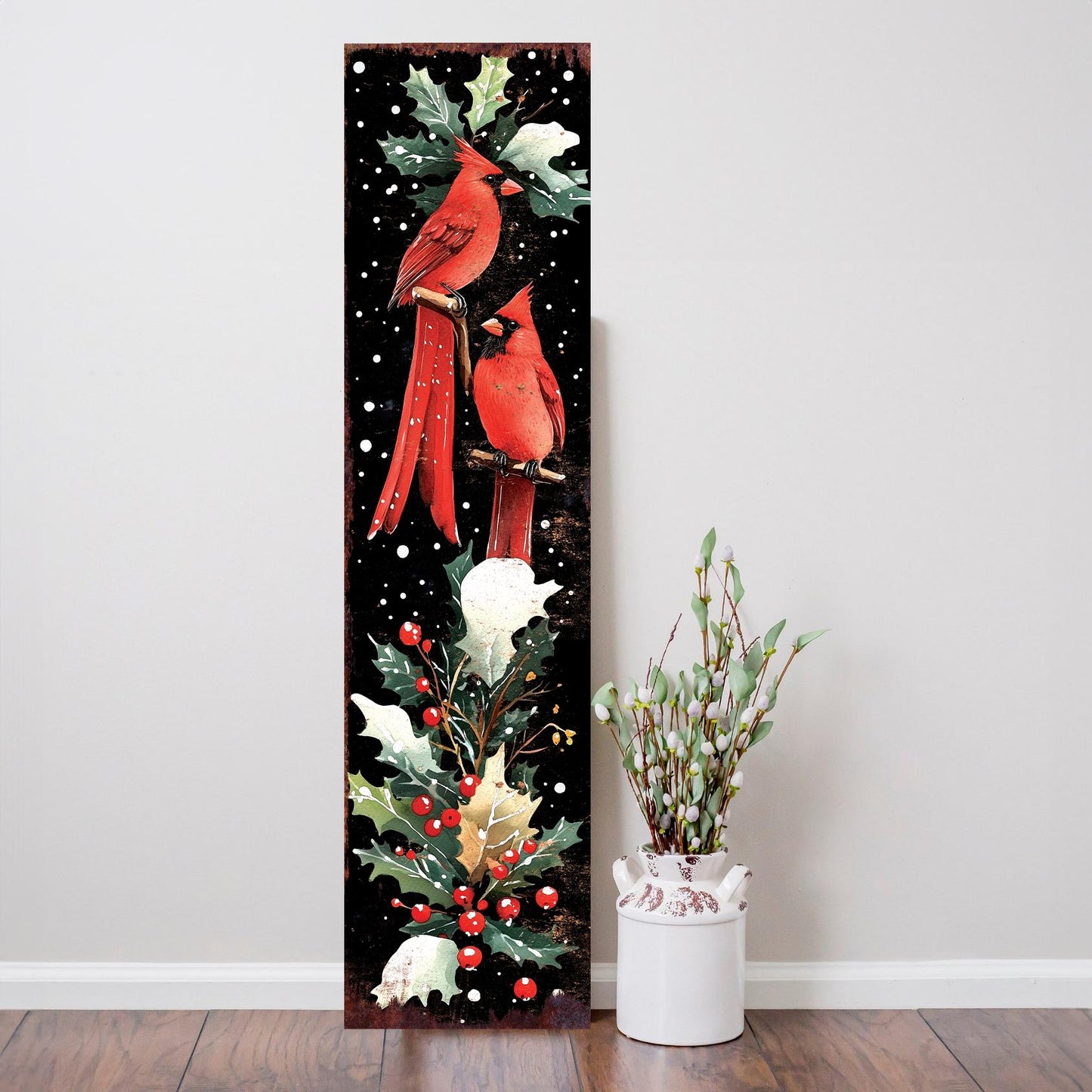 48in Christmas Porch Sign Cardinals - Christmas Entryway Decor | Christmas Decoration | Front Porch Christmas Plaque | UV Print | 48x12in