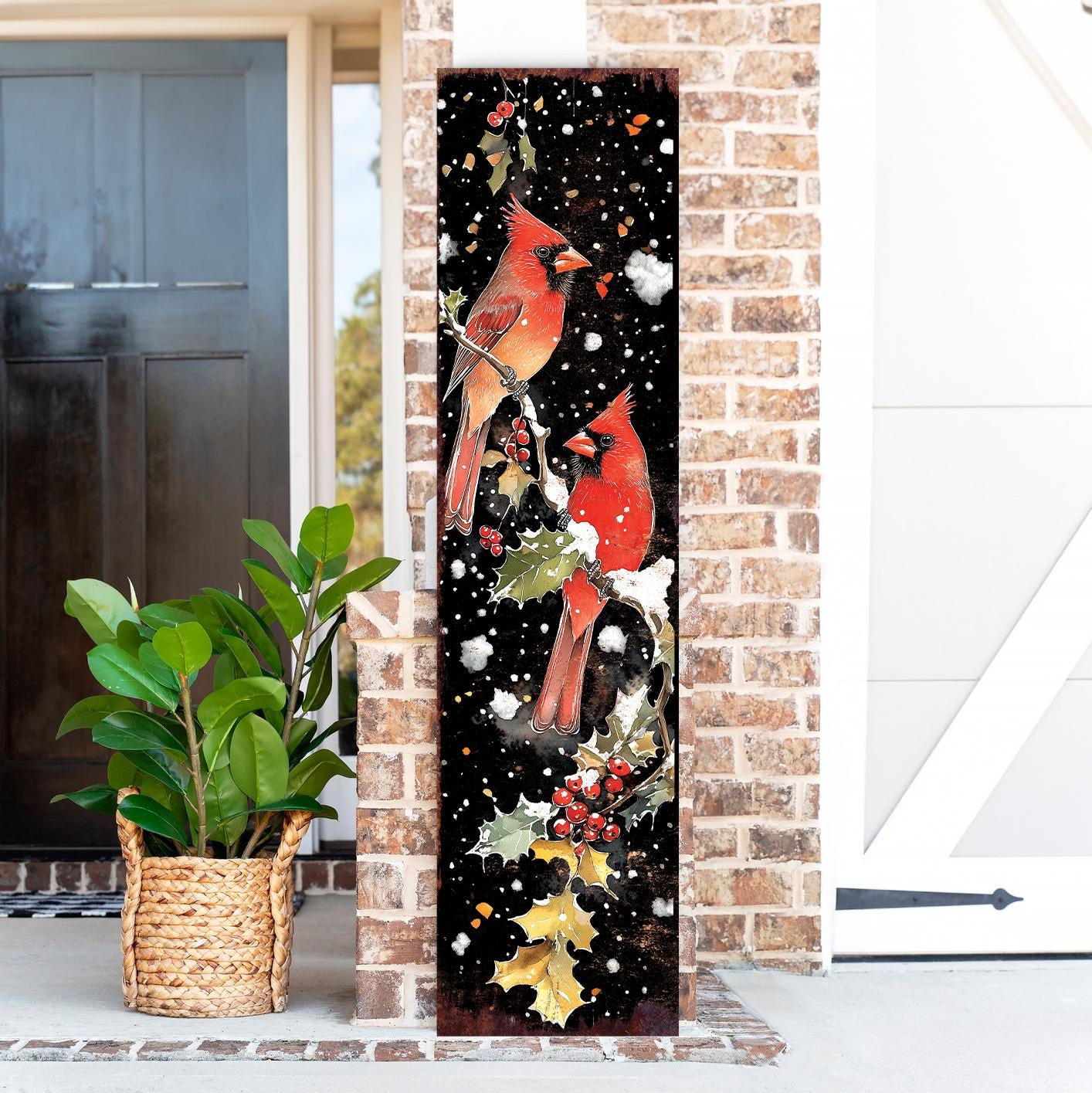 48in Christmas Porch Sign Cardinals - Christmas Entryway Decor | Christmas Decoration | Front Porch Holiday Plaque | UV Print | 48x12in
