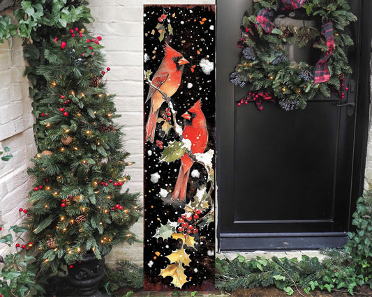 48" Rustic Christmas Cardinal Porch Sign | Winter Holiday Decor Gift