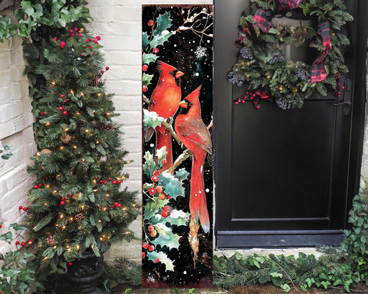 48in Christmas Porch Sign - Welcome Cardinals Outdoor Holiday Decor