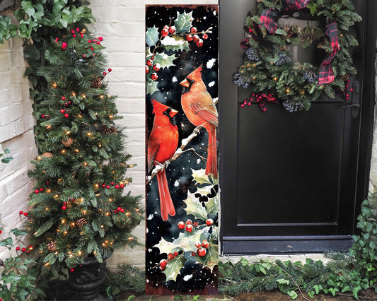 Farmhouse Merry Christmas Cardinal Porch Welcome Sign