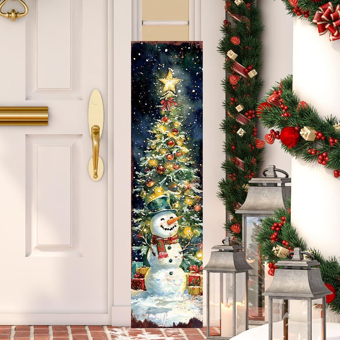48in Snowman Christmas Porch Sign - Christmas Decoration | Christmas Entryway Decor | Christmas Front Porch Plaque | UV Print | 48x12in
