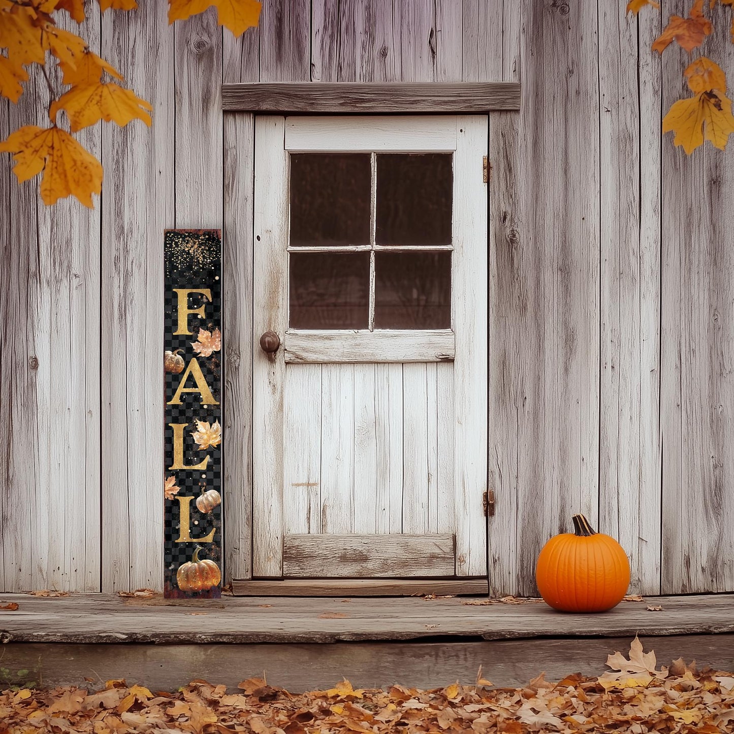 60in Fall Porch Sign - Farmhouse Entryway Decor | Vintage Autumn Front Porch Decoration | Fall Decor & Fall Porch Sign | 60x9.25in