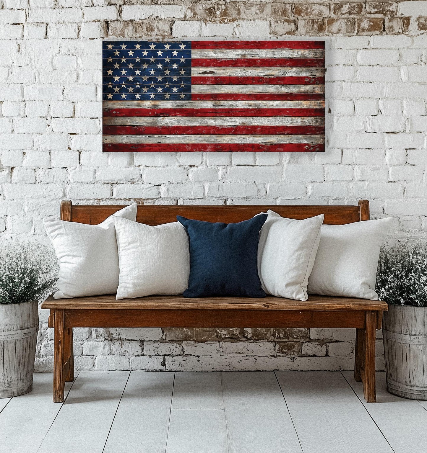 Rustic Wooden American Flag | Distressed Wood Flag Art | Pallet American Flag | UV Print | 4 Sizes