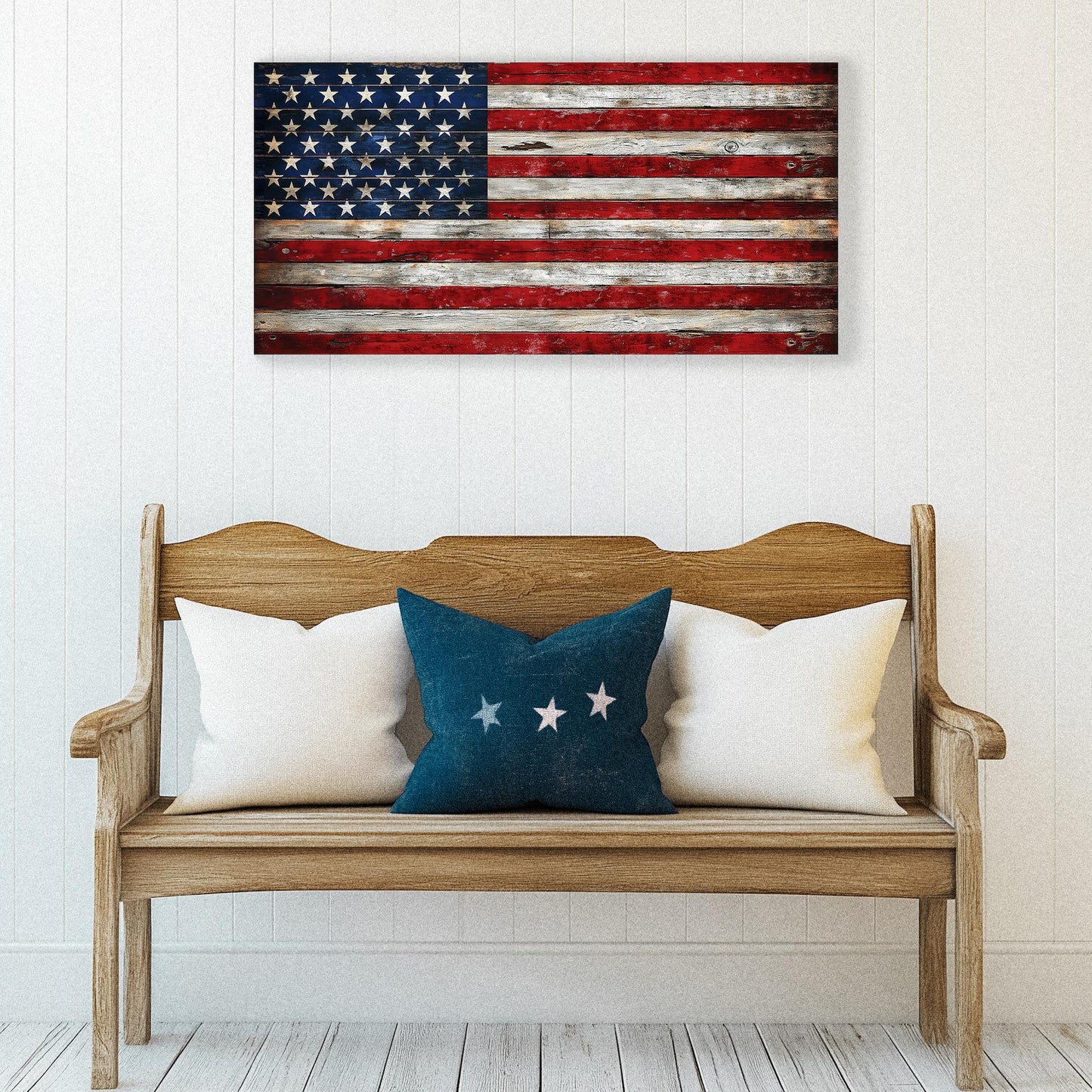 Rustic Wooden American Flag | Distressed Wood Flag Art | Pallet American Flag | UV Print | 4 Sizes