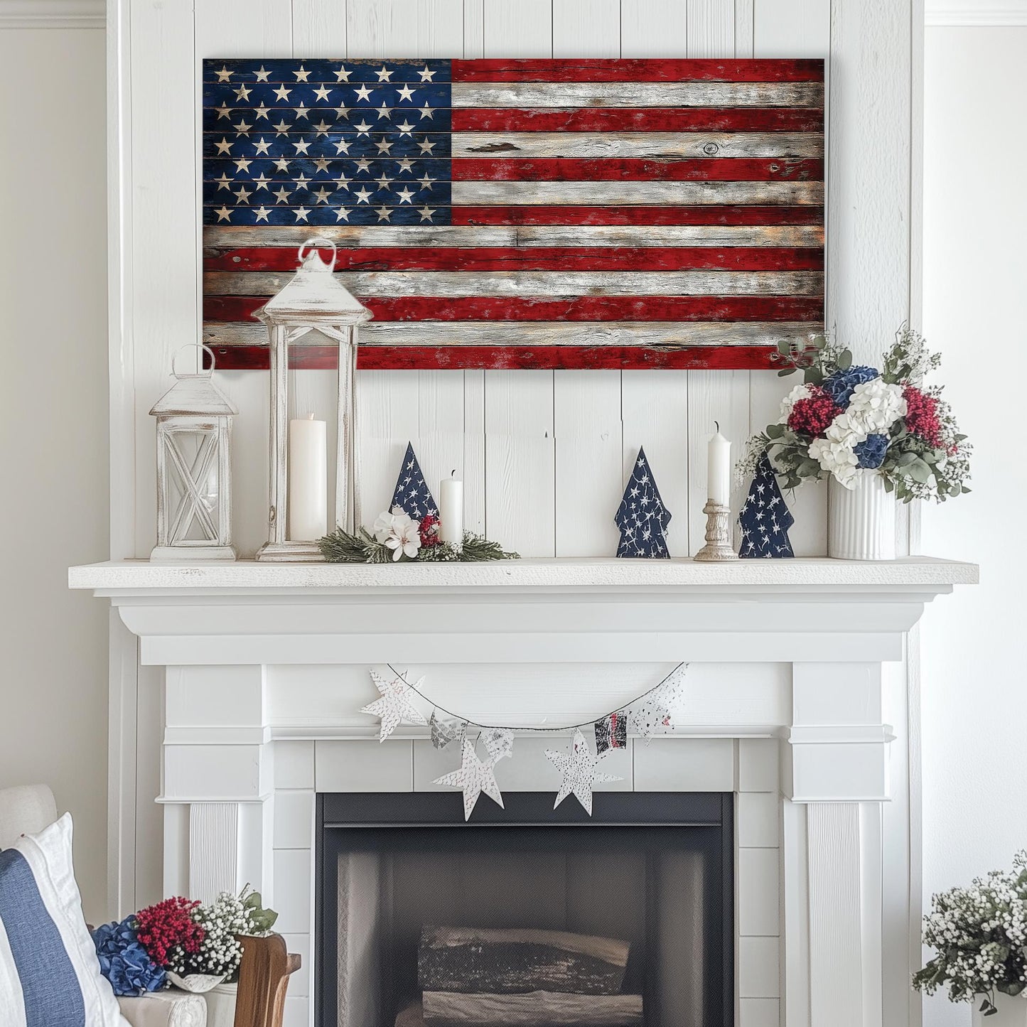 Rustic Wooden American Flag | Distressed Wood Flag Art | Pallet American Flag | UV Print | 4 Sizes