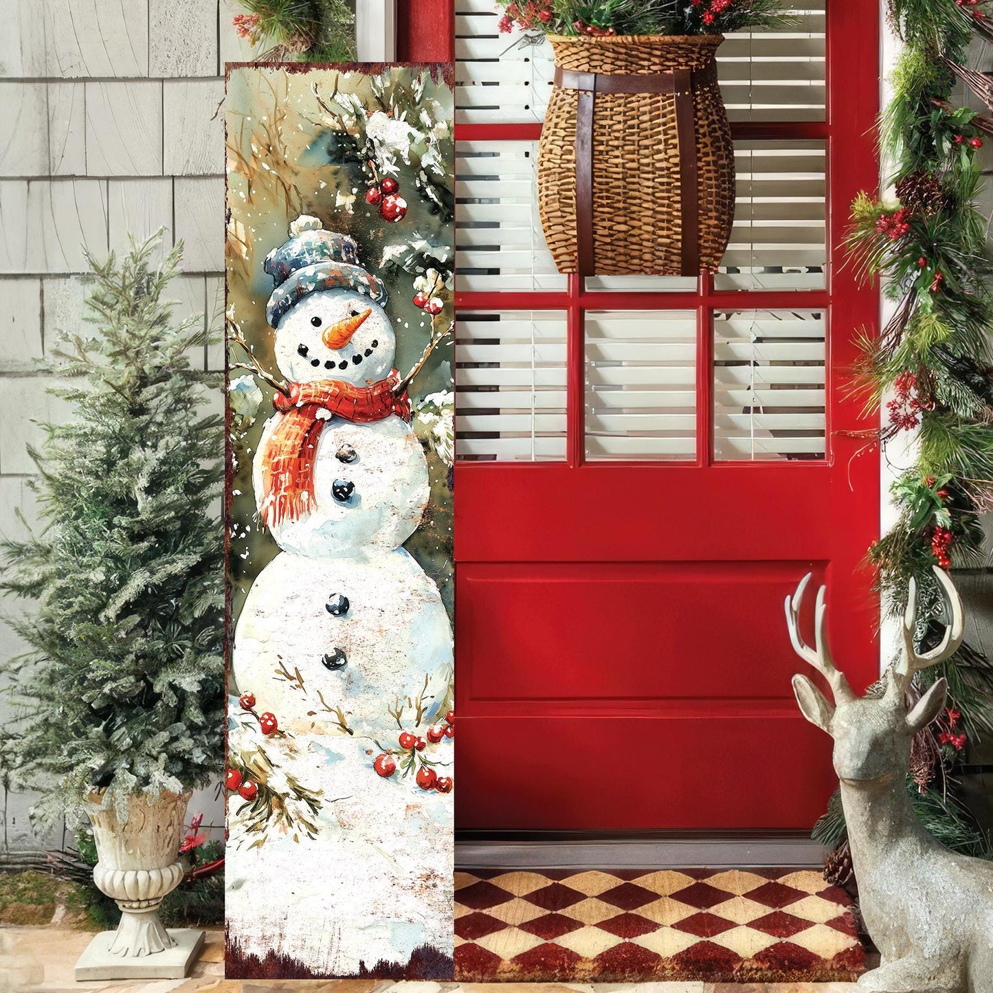 48in Snowman Christmas Porch Sign - Christmas Front Porch Plaque | Christmas Decoration | Christmas Entryway Decor | UV Print | 48x12in