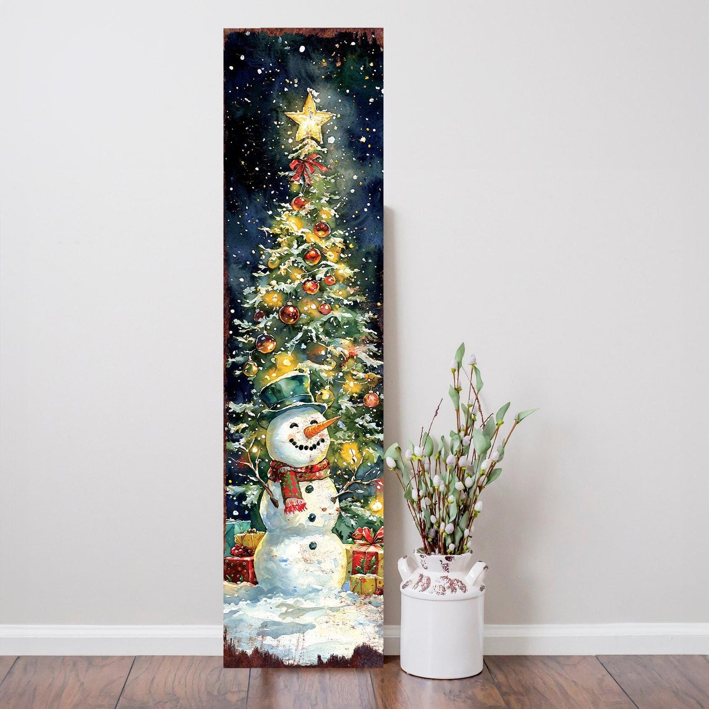 48in Snowman Christmas Porch Sign - Christmas Decoration | Christmas Entryway Decor | Christmas Front Porch Plaque | UV Print | 48x12in