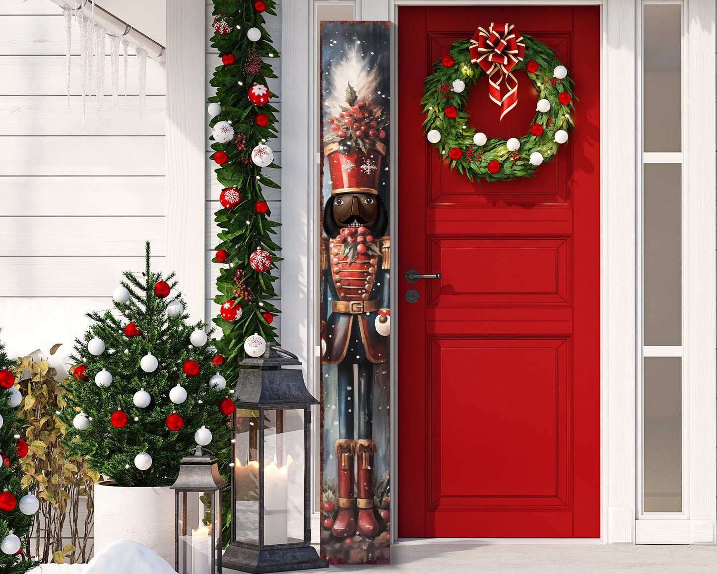 72in Nutcracker Soldier Christmas Sign for Front Porch | Vintage Christmas Decoration | Holiday Door Decor | Entryway Decor for Front Door