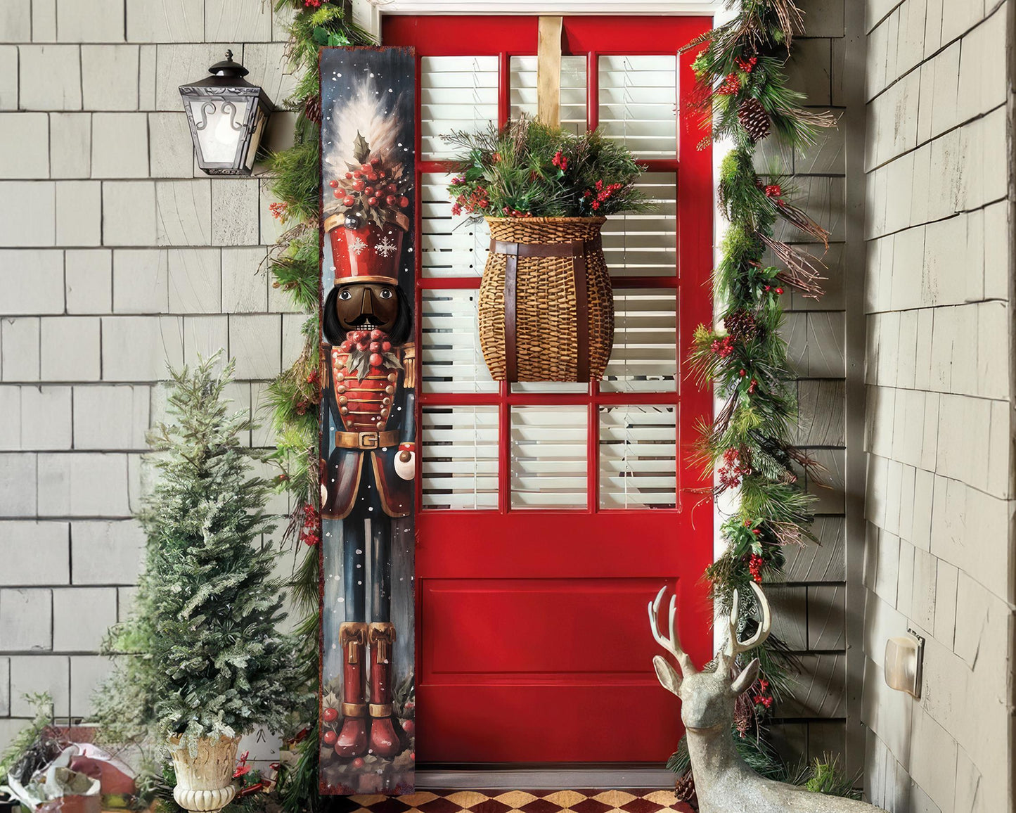 72in Nutcracker Soldier Christmas Sign for Front Porch | Vintage Christmas Decoration | Holiday Door Decor | Entryway Decor for Front Door
