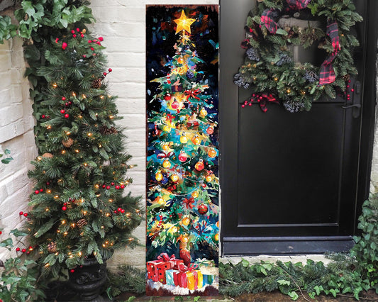 48in Rustic Christmas Tree Porch Sign | Outdoor Farmhouse Holiday Decor