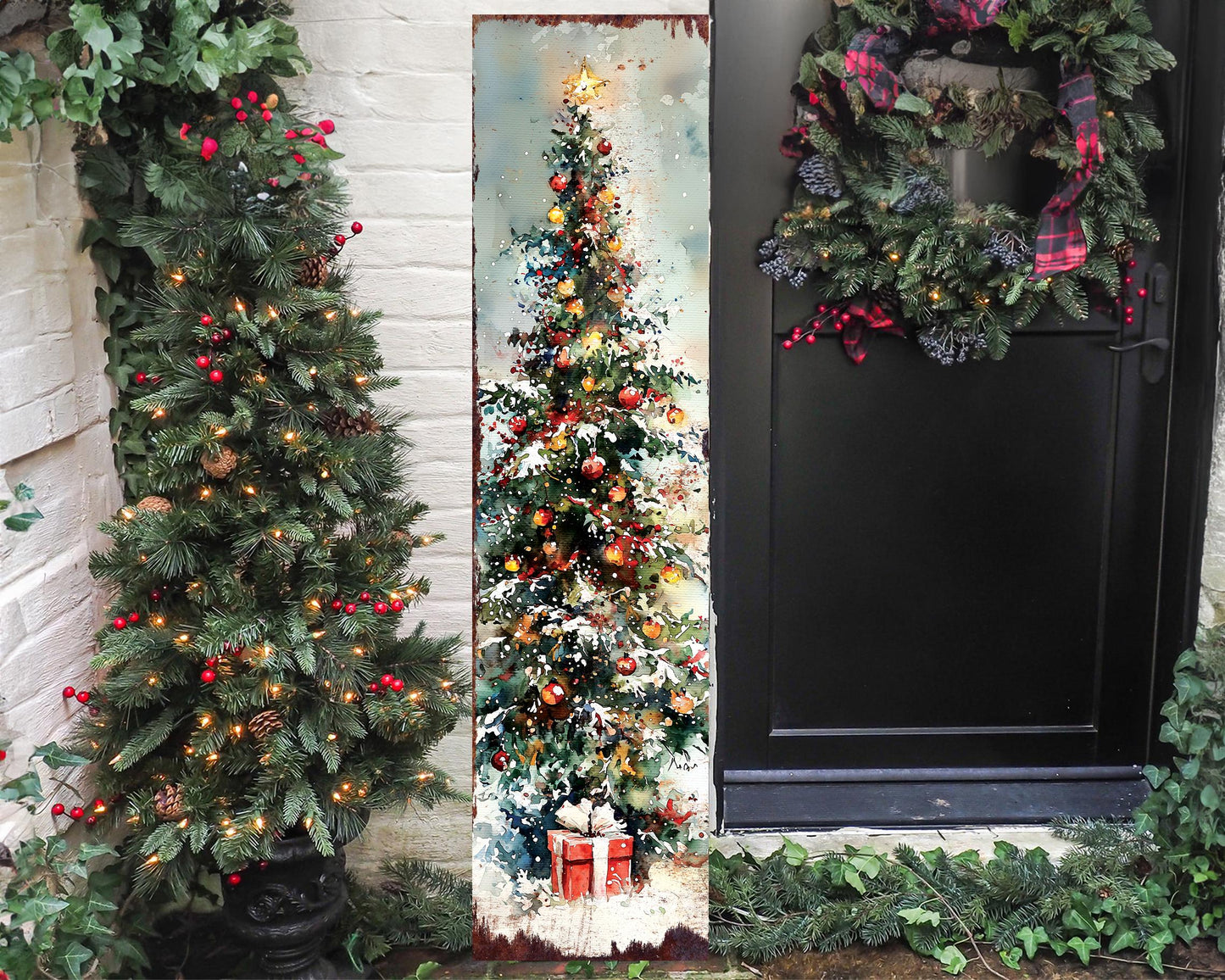 Christmas Tree Porch Sign | Holiday Front Porch Plaque | Entryway Decor | Christmas Decoration | UV Print