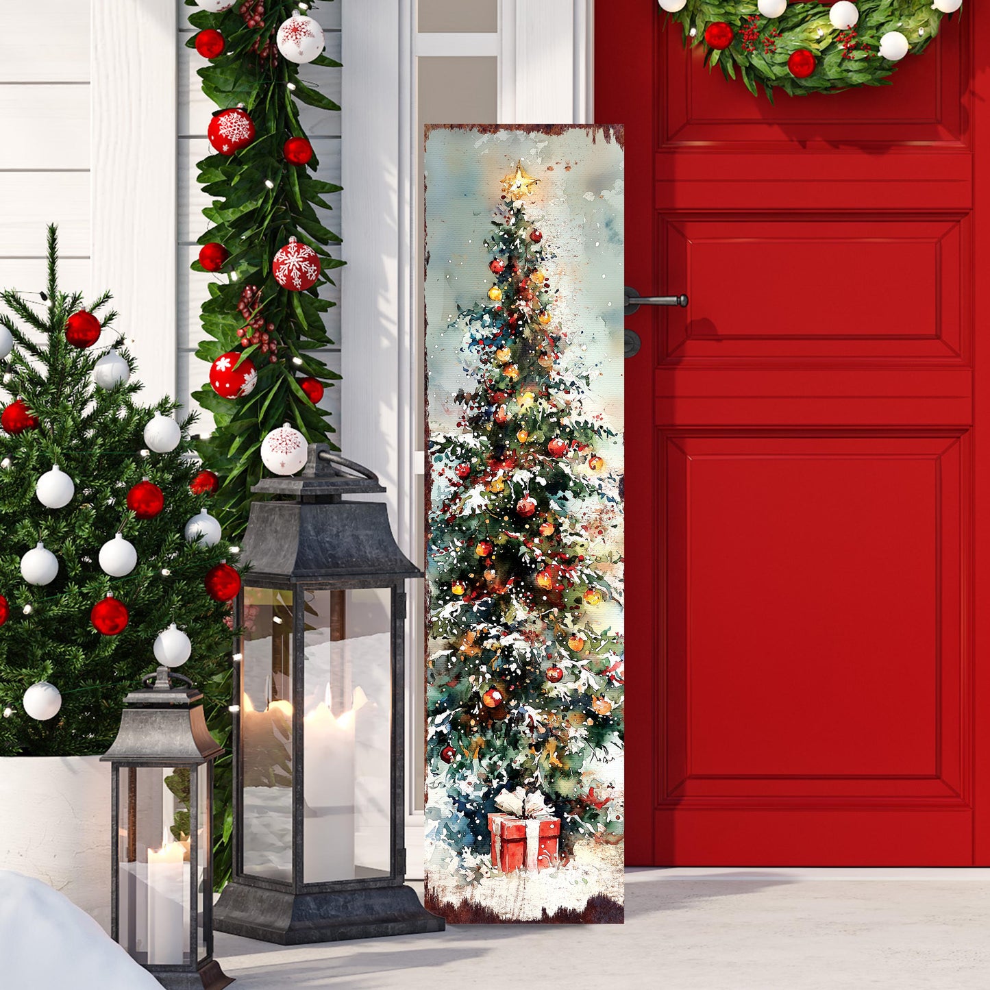 Christmas Tree Porch Sign | Holiday Front Porch Plaque | Entryway Decor | Christmas Decoration | UV Print