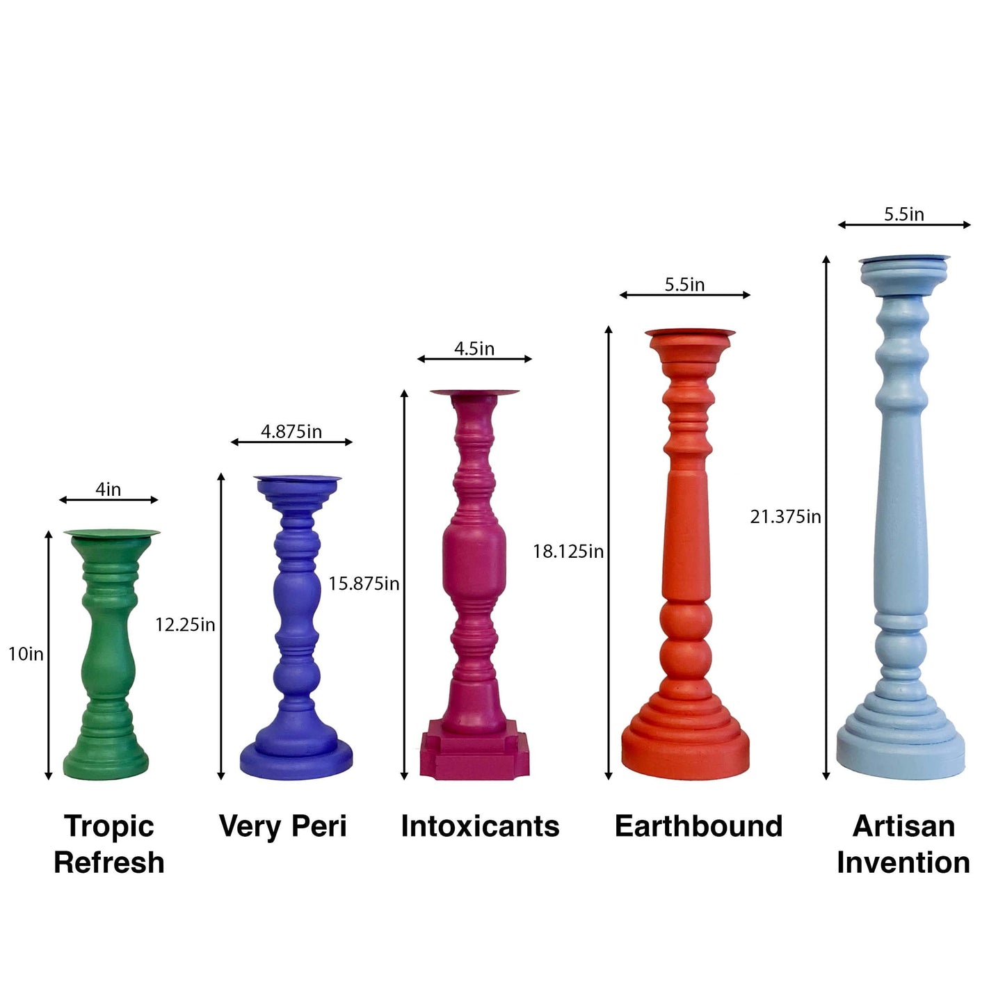 Wooden Pillar Candle Stick Holder, Farmhouse Candle Holder, French Country Decorations for Spring and Summer Parties Set of 5 (Modern)