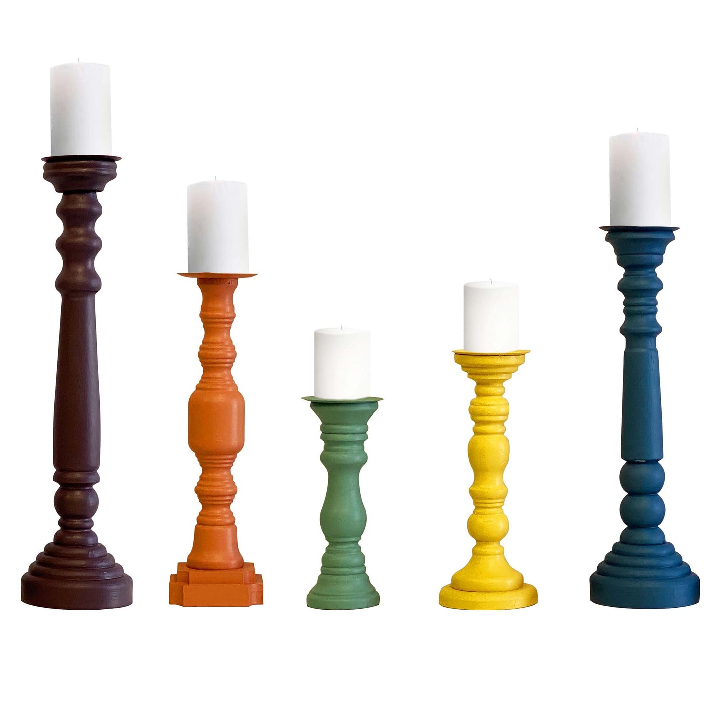 Wooden Candle Stick Holder, Farmhouse Candle Holder, French Country Decorations for Spring and Summer Parties Set of 5 (Wine Country)