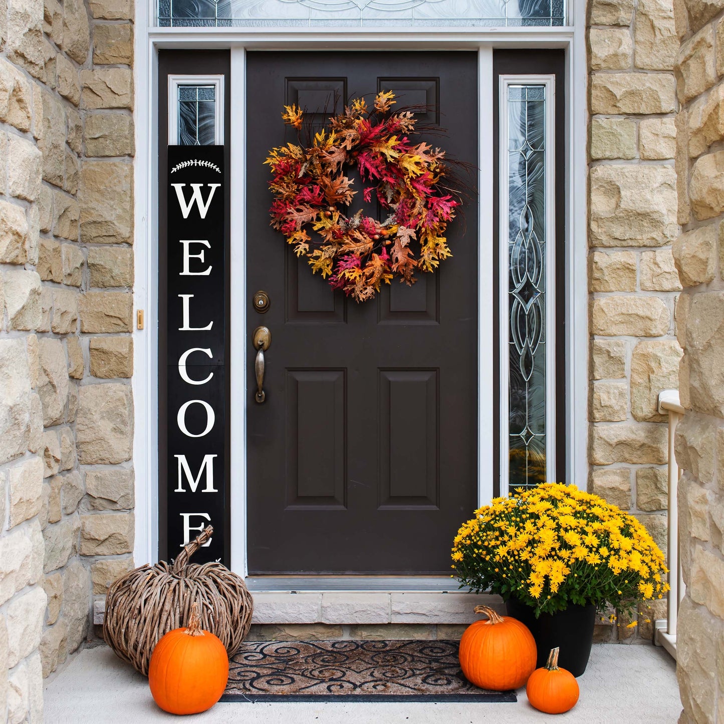 72in Outdoor Welcome Sign | Black Front Door Decor | Rustic Tall Welcome Sign | Front Porch Decor