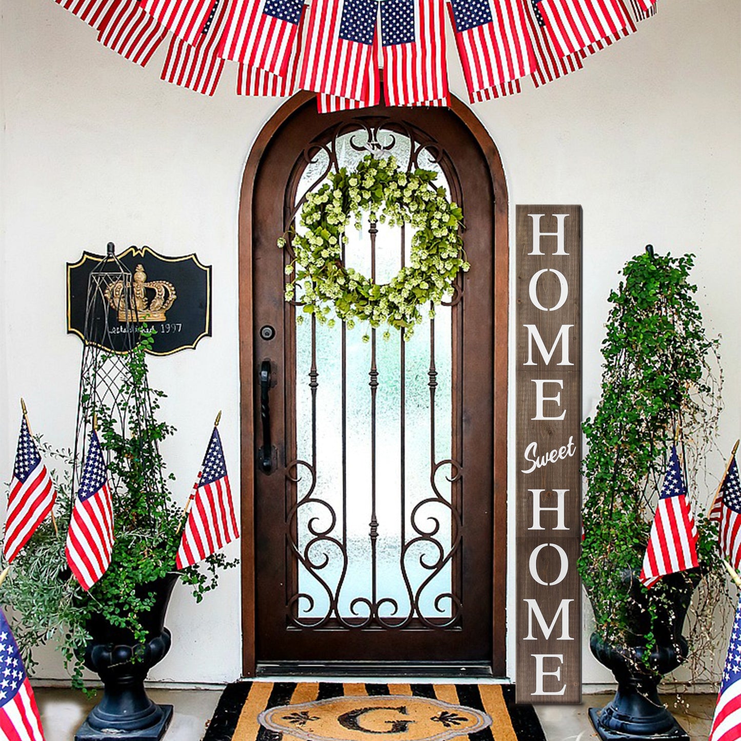 72in Home Sweet Home Sign | Rustic Wood Front Door Decor | Ideal for Farmhouse Porch Decorations