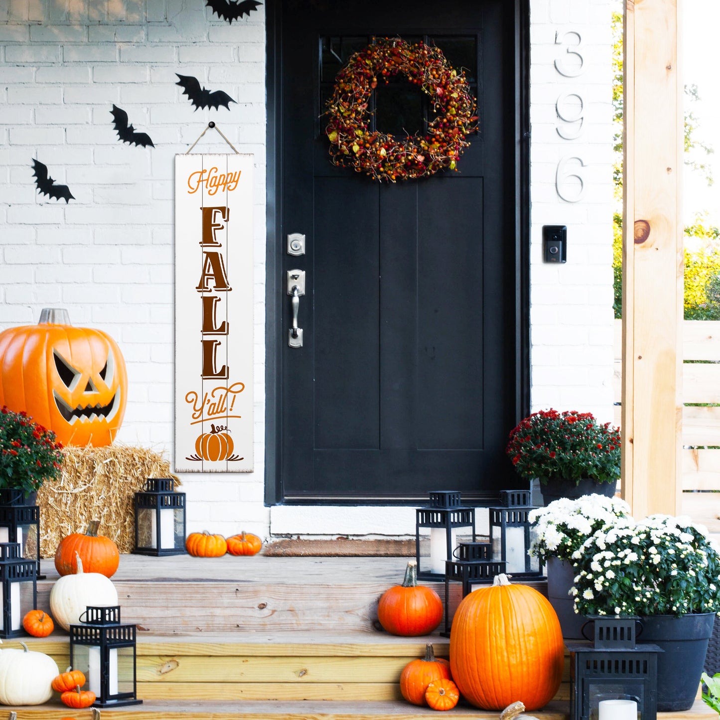 36in Fall Welcome Sign for Home Decor - Reversible Vertical Porch Sign for Front Door