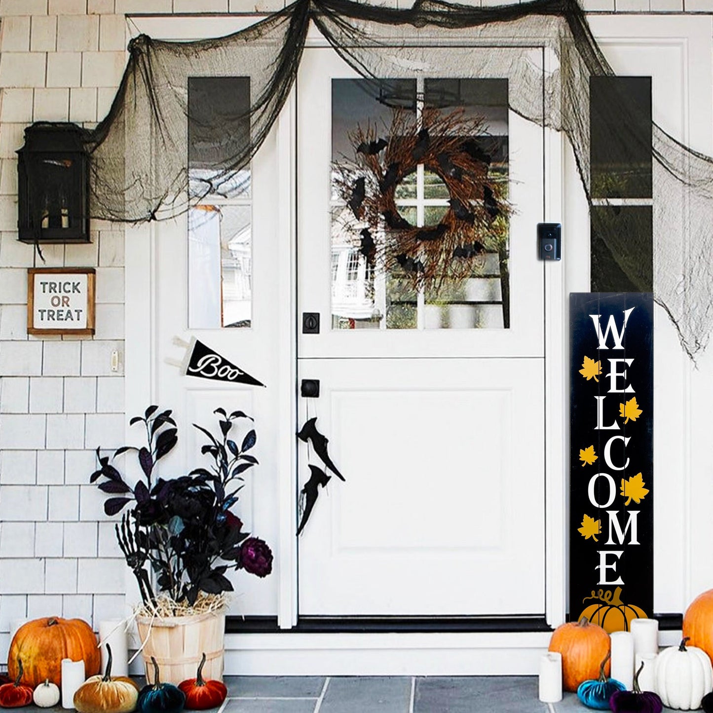 36in Fall Welcome Sign for Home Decor - Reversible Vertical Porch Sign for Front Door