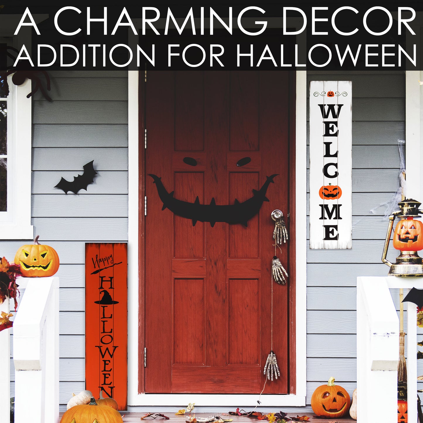 Halloween Sign for Home Decor | Halloween Welcome Sign for Front Door | Halloween Welcome Sign | Reversible Vertical Porch Sign