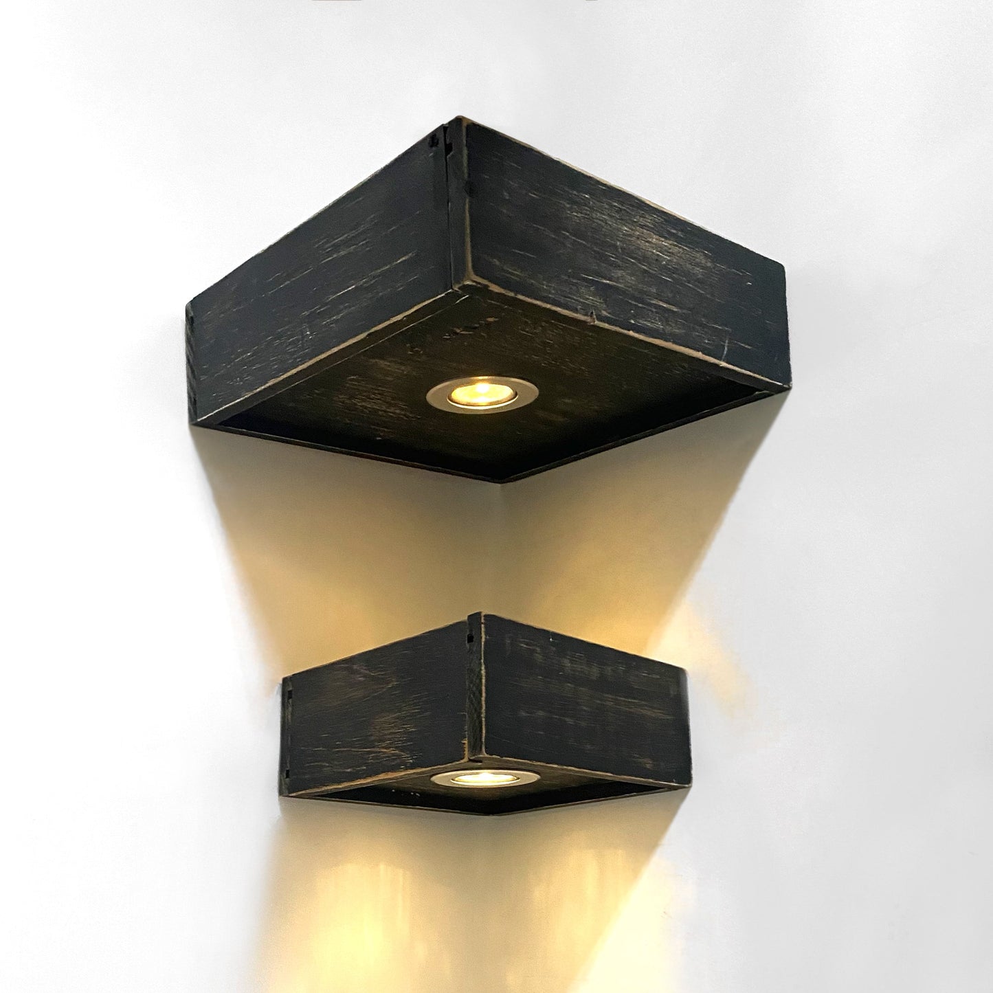 Square Stained Floating Corner Wall Shelf with LED Lights for Home Living Room, Bedroom, Bathroom, Kitchen Wall