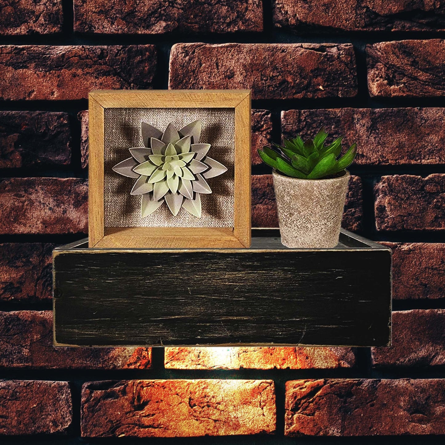 Square Stained Floating Corner Wall Shelf with LED Lights for Home Living Room, Bedroom, Bathroom, Kitchen Wall