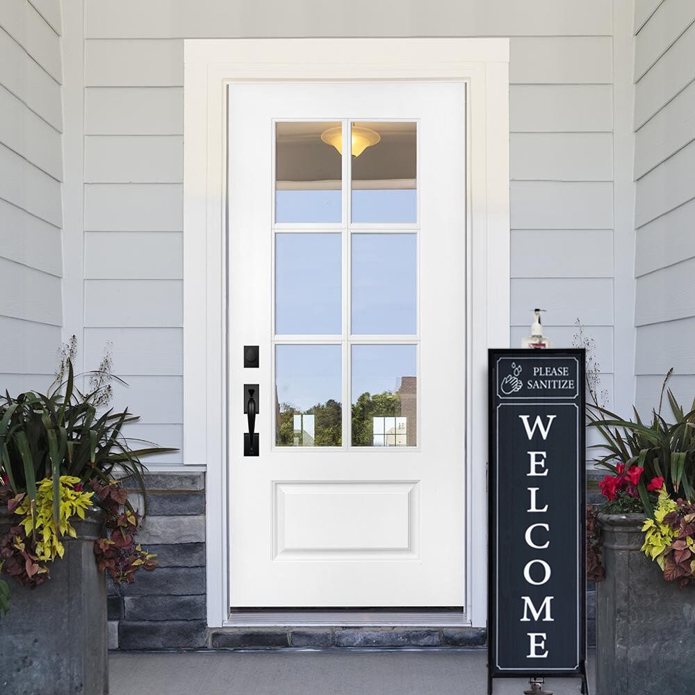 Welcome Sign with Floor Standing Foot Pedal Hand Sanitizer Dispenser Stand 48-Inch (Black)