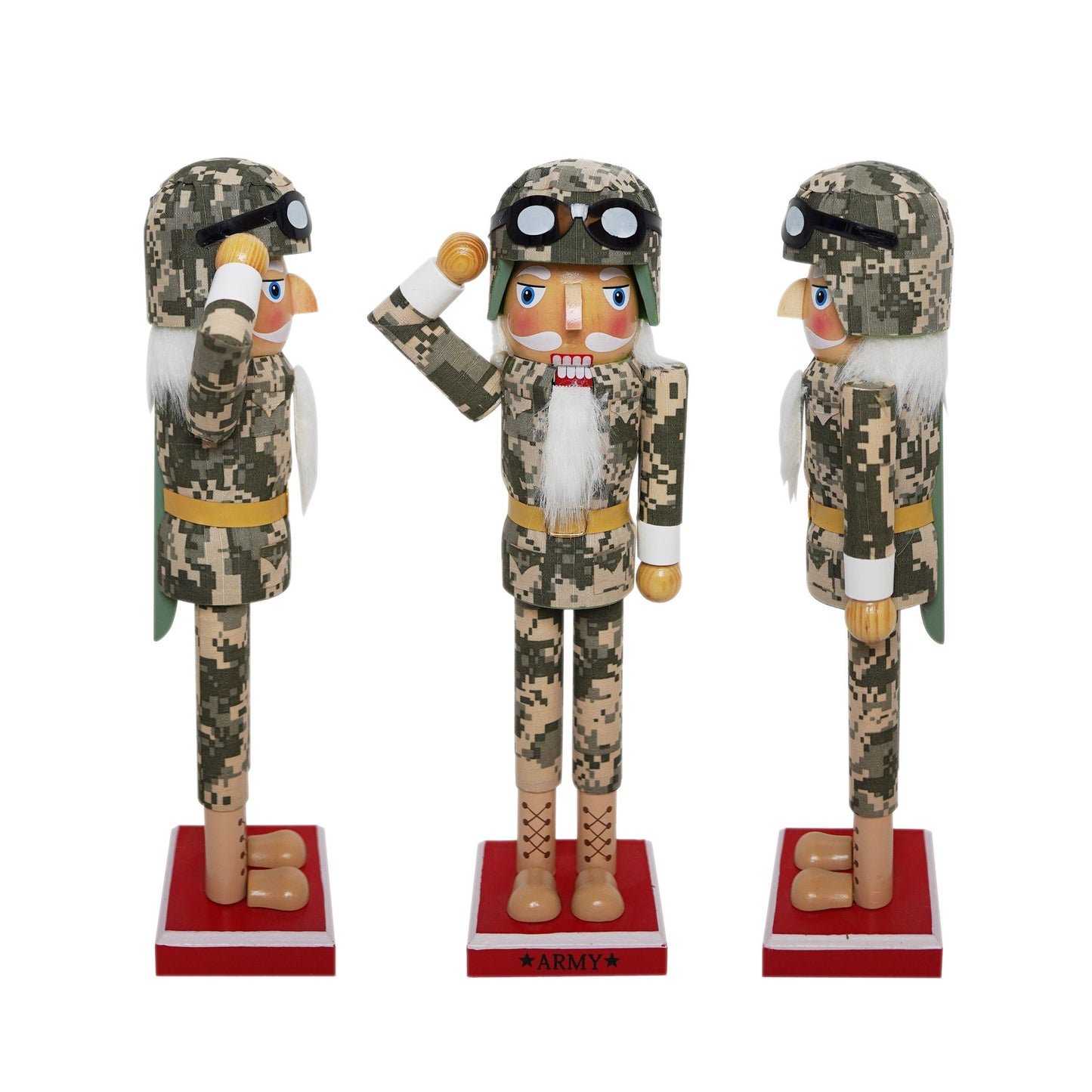 14IN Army Soldier Nutcracker | Military-Themed Christmas Decoration | Hand-Painted Wooden Holiday Decor | Tabletop Nutcracker Figure