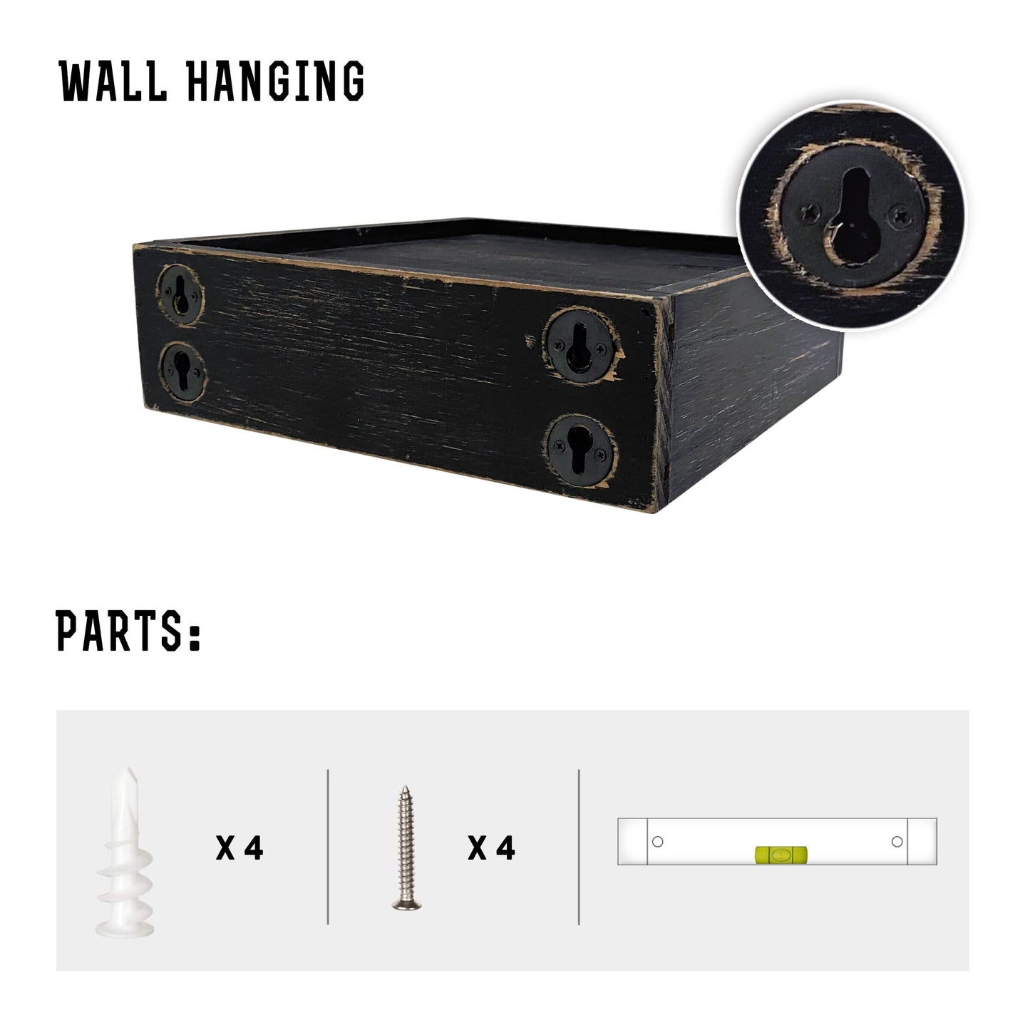 Square Stained Floating Corner Wall Shelf with LED Lights for Home Living Room, Bedroom, Bathroom, Kitchen Wall