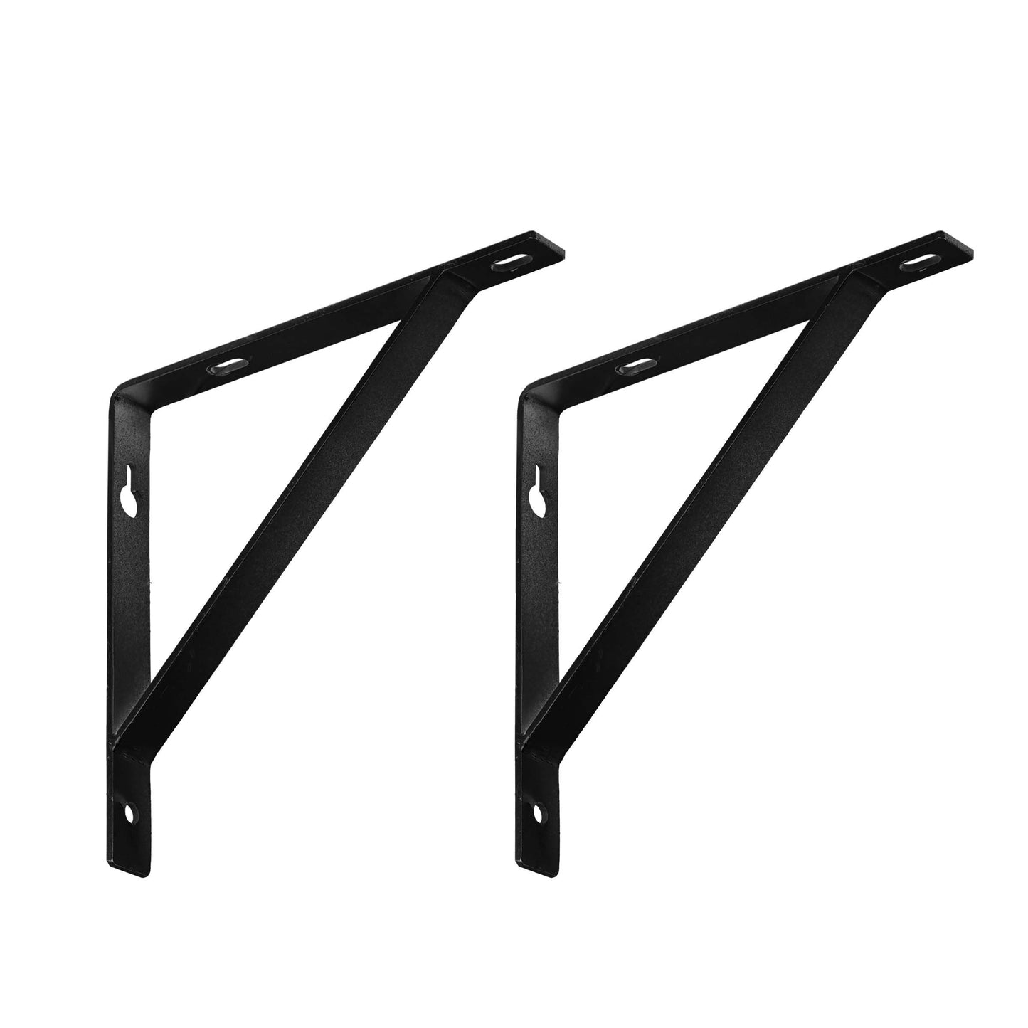 Foster Metal Triangle Shelf Bracket, Wall Mounted Shelving Brackets for Rustic Decors, Set of 2 (Black)