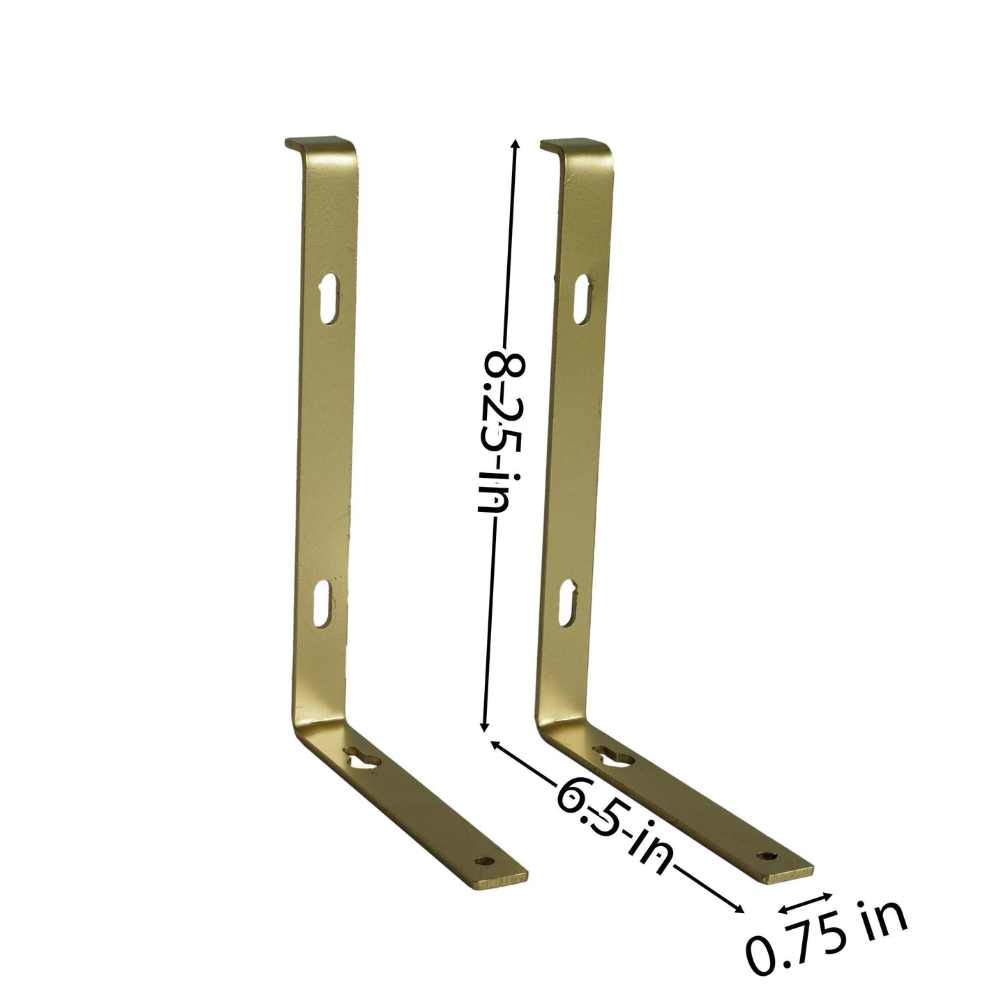 Foster Metal Shelf Bracket, Wall Mounted Shelving Brackets for Rustic Decors, Set of 2 (Gold)
