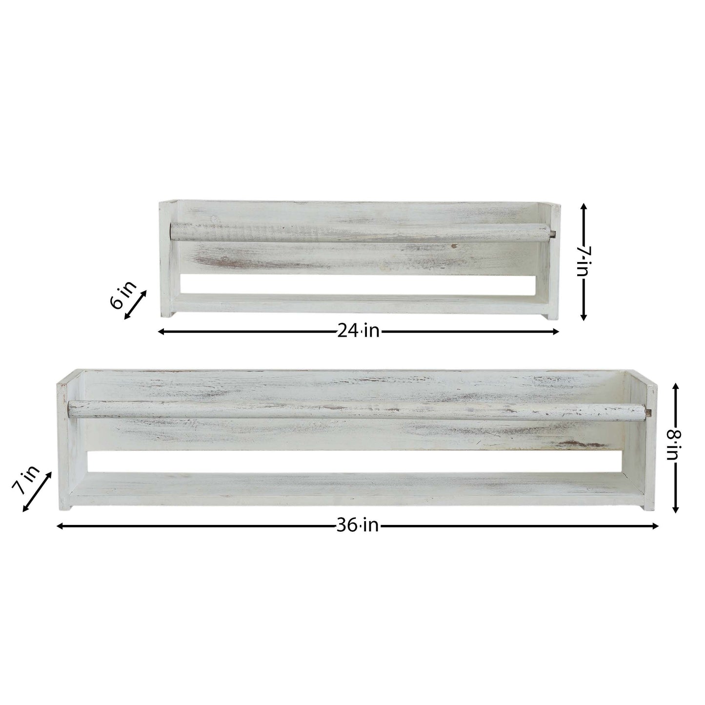 Wood Floating Wall Shelves Set of 2, Wall Shelves Organizer (White)