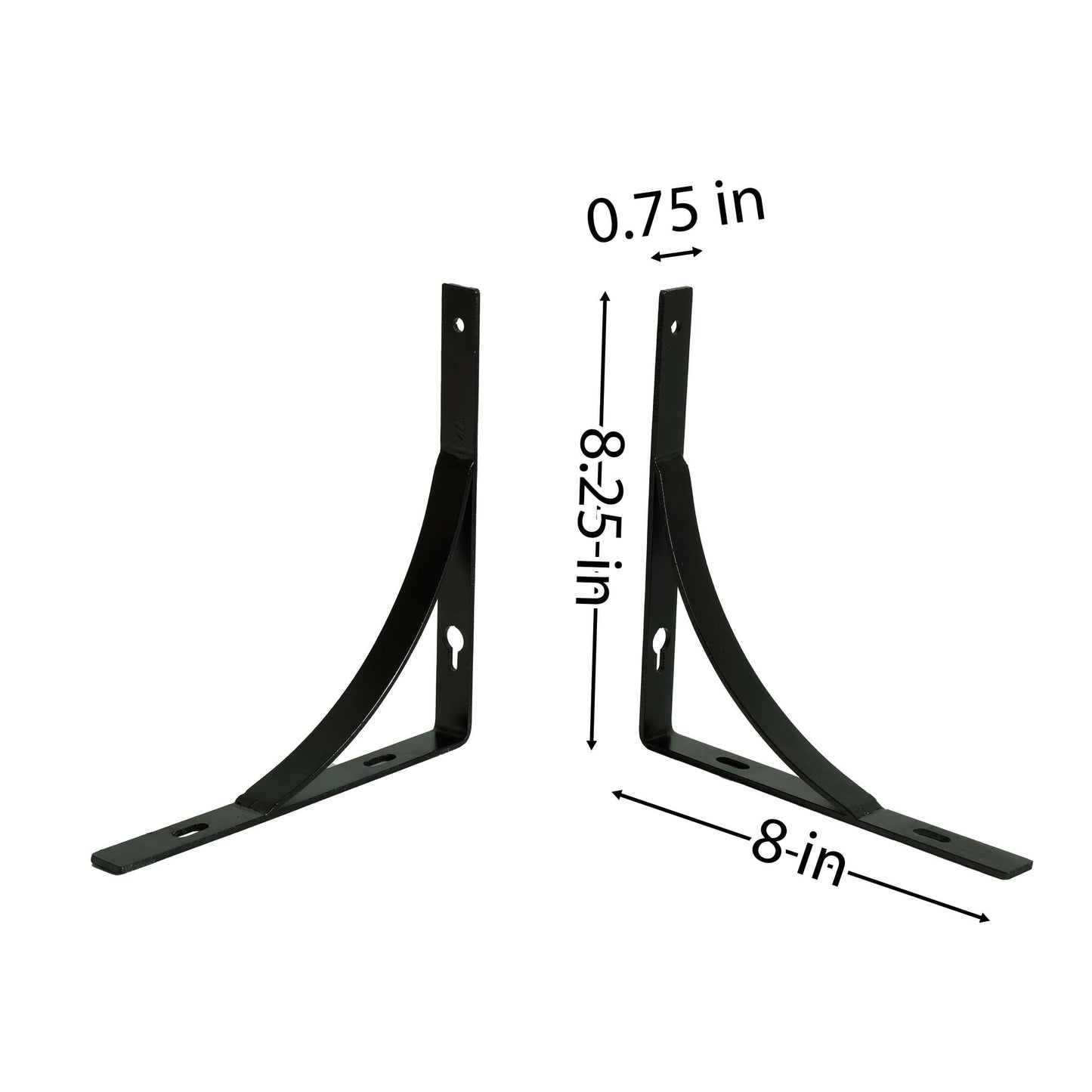 Foster Metal Slope Shelf Bracket, Wall Mounted Shelving Brackets for Rustic Decors, Set of 2 (Black)